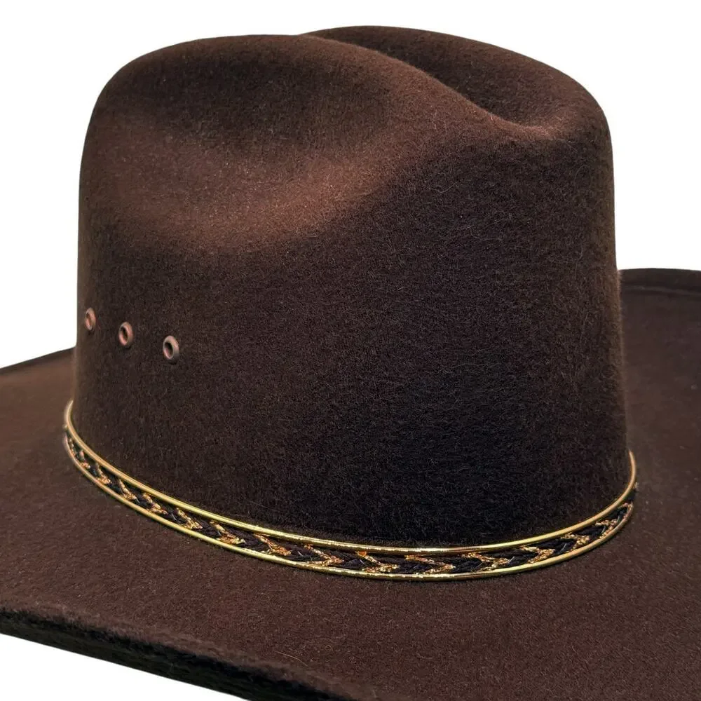 Western Express Inc Men's Brown Felt Western Style Size 6 3/4 Cowboy Hat Mexico